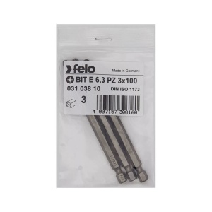 Set 3 biti Felo, seria Industrial profil Pozidrive, E6.3, PZ3, 100mm - Img 1