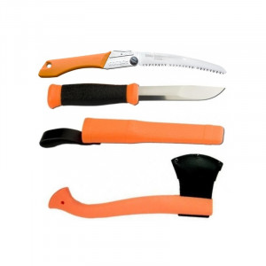 Set Cutit Morakniv 2000, portocaliu,i Fierastrau Silky Gomboy curbat 210mm cu 8dinti, 30mm si Topor portocaliu - Img 2