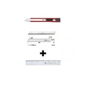 Set Cutter / cutit utilitar mic NT Cutter - 9mm + 10 lame de schimb + rigla 30 cm