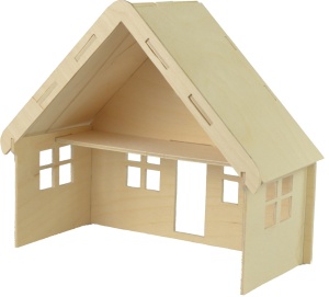 Set de constructie din lemn – casa de papusi mica, debitat cu laser Pebaro