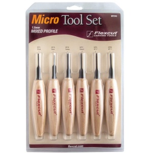 Set micro dalti cu profil mixt de 1.5 mm pentru sculptura in lemn, Flexcut - Img 2