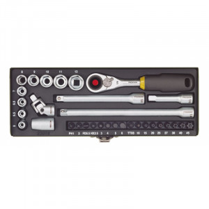 Trusa de biti si chei tubulare pentru ingineri, Proxxon 23078, 1/4", 32 buc - Img 2