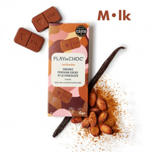 JustChoc Box Cacao organic peruvian M•lk Chocolates 60g