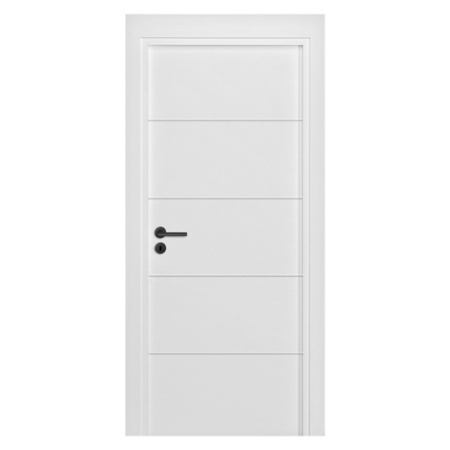 Usa Interior din MDF Novo Doors NDF01 LUX PREMIUM SOFT TOUCH, Cadru din Lemn Masiv, KIT COMPLET, Toc Reglabil de 10 CM INCLUS, Plinta pe Ambele Parti (Dimensiune: 60 cm, Toc: Reglabil 10 cm, Maner: Rotund argintiu crom)