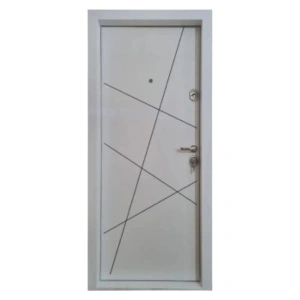 Usa metalica de apartament Novo Doors NDFC20 de culoare Alba cu deschidere pe Stanga