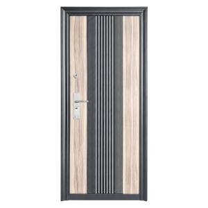 Usa metalica de exterior Novo Doors ND45, de culoare Gri Antracit cu Stejar deschis, cu deschidere pe Dreapta