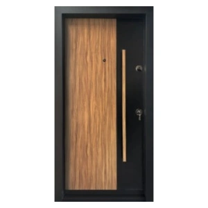 Usa metalica de exterior Novo Doors NDA3 de culoare Negru perlat cu stejar deschis cu deschidere pe Stanga