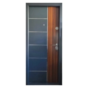 Usa metalica de exterior Novo Doors NDS08  de culoare Gri antracit cu insertie stejar cu deschidere pe Stanga