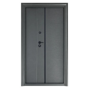Usa metalica dubla de exterior cu izolatie si vizor Novo Doors ND50D, Deschidere Stanga Dreapta, Dimensiune 120x200 cm, Tabla 0.7 mm, pentru case, Gri