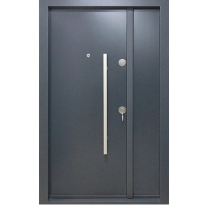 Usa metalica dubla de exterior Novo Doors NDS1400 de culoare Nuc cu deschidere pe Stanga