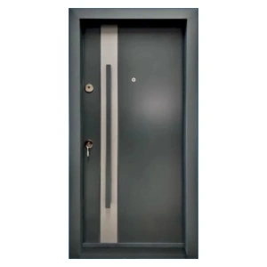 Usa metalica de exterior cu izolatie si vizor Novo Doors NDA1, Din compozit, 2 yale, Kit complet, Pentru case, Gri antracit cu gri deschis