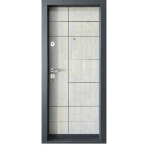 Usa metalica de apartament Novo Doors NDS01 de culoare Gri deschis cu deschidere pe Stanga