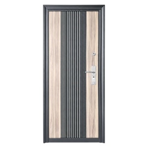 Usa metalica de exterior Novo Doors ND45, de culoare Gri Antracit cu Stejar deschis, cu deschidere pe Stanga