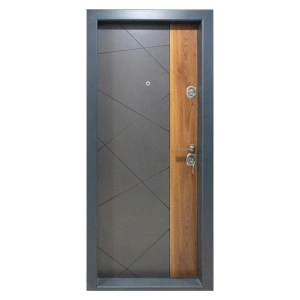 Usa metalica de apartament cu izolatie si vizor Novo Doors First Class NDS05, Deschidere Stanga Dreapta, Dimensiune 200X88 cm, Tabla 1.2 mm, Kit complet, Gri antracit cu insertie Stejar