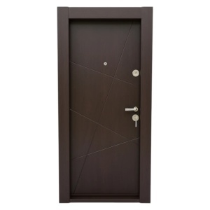 Usa metalica de apartament Novo Doors NDS18W de culoare Wenge cu deschidere pe Stanga