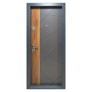 Usa metalica de apartament Novo Doors NDS05 de culoare Gri antracit cu insertie Stejar cu deschidere pe Stanga