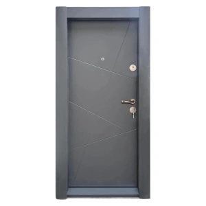 Usa metalica de apartament cu izolatie si vizor Novo Doors First Class NDS15, Cu toc imbracat si folie PVC, Deschidere Stanga Dreapta, Dimensiune 200X88 cm, Tabla 1.2 mm, Kit complet, Gri antracit