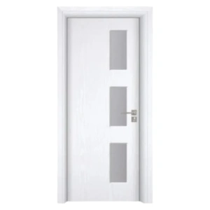 Usa Interior din MDF Novo Doors ND316, Cadru din Lemn Masiv, Geam Sablat, KIT COMPLET, Toc , Manere si balamale incluse