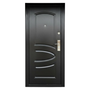 Usa metalica de exterior Novo Doors ND7005 pentruc casa si vila de culoare maron lovitura de ciocan cu deschidere pe stanga