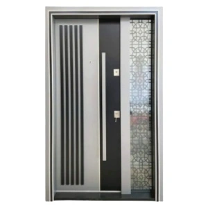 Usa metalica dubla de exterior Novo Doors NDS1000 de culoare Nuc cu deschidere pe Stanga