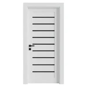 Usa Interior din MDF Novo Doors NDM03 LUX PREMIUM, Cadru din Lemn Masiv, Insertii imitatie sticla, KIT COMPLET, Toc Reglabil de 10 CM INCLUS, Plinta pe Ambele Parti