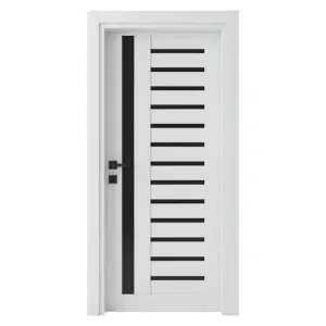 Usa Interior din MDF Novo Doors NDM01 LUX PREMIUM, Cadru din Lemn Masiv, Insertii imitatie sticla, KIT COMPLET, Toc Reglabil de 10 CM INCLUS, Plinta pe Ambele Parti