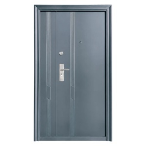 Usa metalica dubla de exterior cu izolatie si vizor Novo Doors ND43D, Deschidere Stanga Dreapta, Dimensiune 120x200 cm, Tabla 0.7 mm, pentru case, Gri antracit