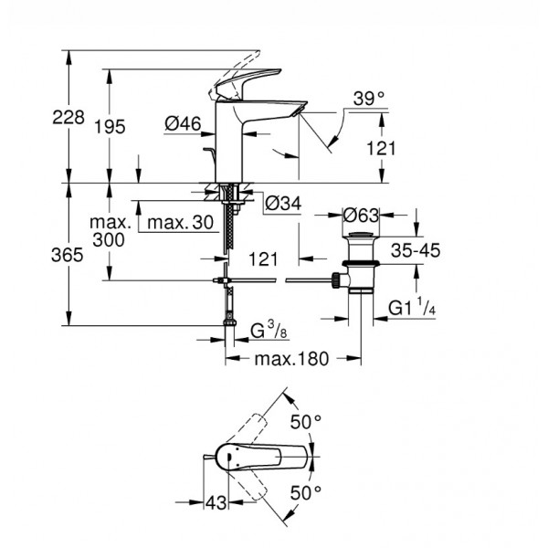 Baterie lavoar Eurosmart New M-size Grohe 23322003 - Img 3