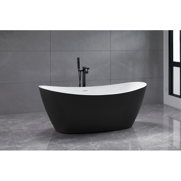 Cada freestanding Elegance, ovala, acril, neagra cu alb, 170 x 80 x 68 cm, Eweca - Img 2