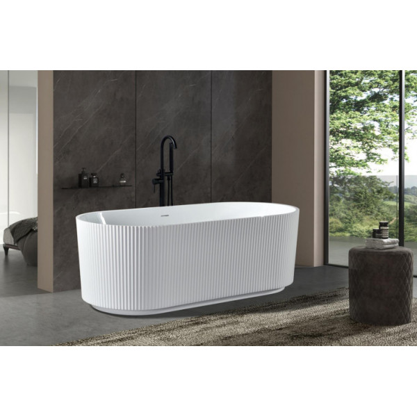 Cada freestanding ovală, alba din acril, 150X75cm, Calibra QB02, Becrisa - Img 2