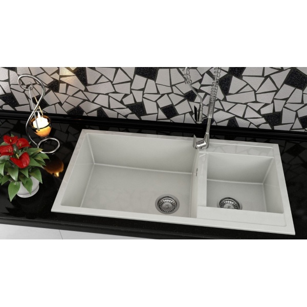 Chiuveta bucatarie 2 cuve maro 95x49cm Fat 235 - Img 5