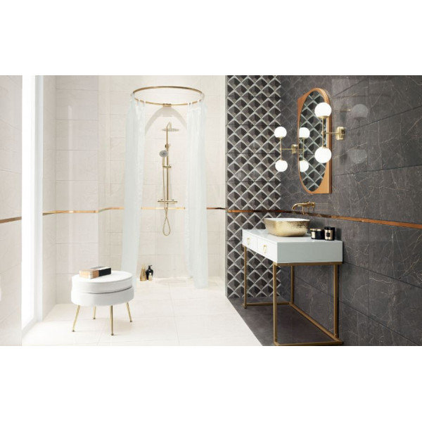 Faianta OPIUM WHITE, baie/bucatarie, interior, alb lucios 30.8x60.8cm - Img 2