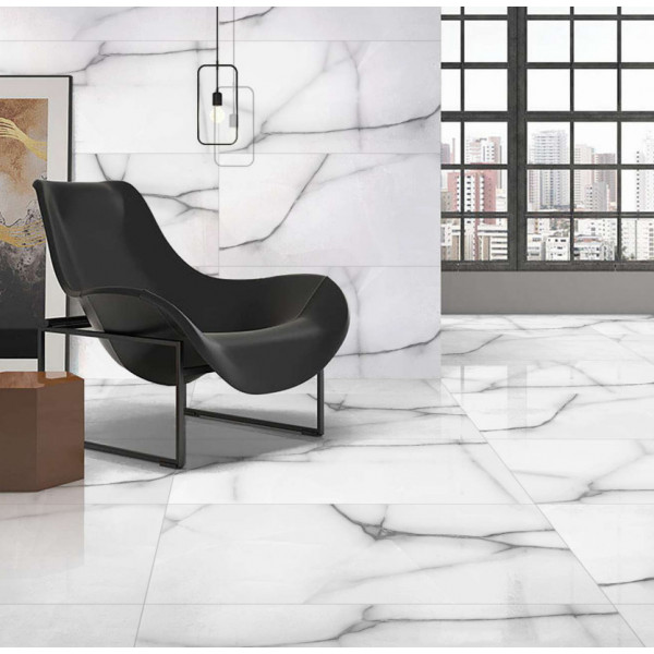 Gresie Zed Onyx Grey portelanata, rectificata, interior-exterior, tip onyx insertii negre lucioasa 60x120 India - Img 3