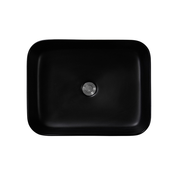 Lavoar baie pe blat Elegance, dreptunghiular, negru mat, din ceramica, 50 x 40 x 13 cm, Anahita - Img 3