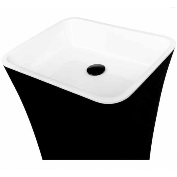 Lavoar freestanding Assos, dreptunghiular black&amp;white din compozit 40x50x85cm BSCUMD-A-WOBW Besco - Img 2
