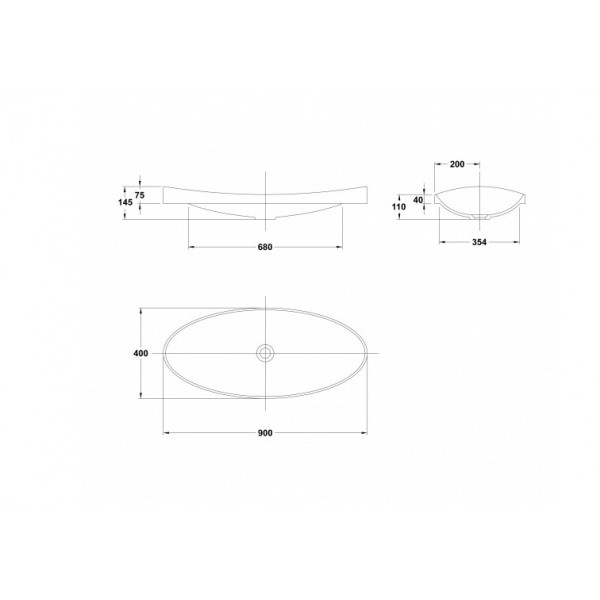 Lavoar incastrat Klea, oval alb din ceramica 90X40cm 3304001 Gala - Img 3