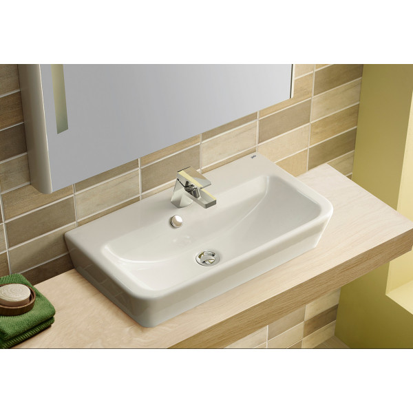 Lavoar pe blat/suspendat, Emma, dreptunghiular, alb din ceramica, Gala - Img 3