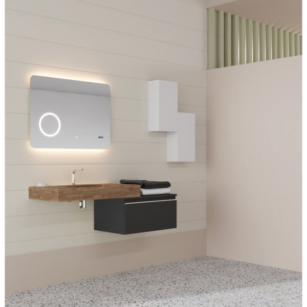 Oglinda baie Savini Due SPR204, cu iluminare LED si lupa touch, 80 x 60 cm