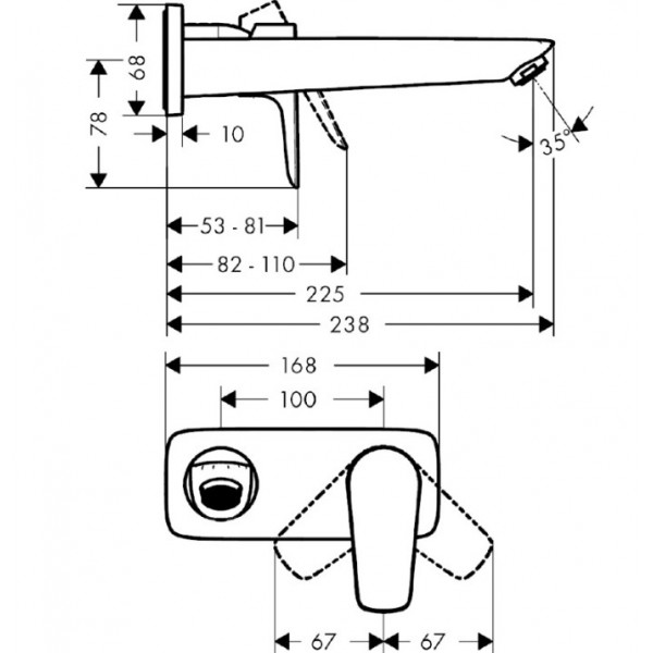Ornament baterie lavoar perete TALIS E pipa 22.5cm Hansgrohe fara corp incastrat - Img 7