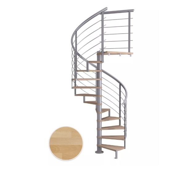 Scara de interior in spirala din fag 160cm diametru gri perlat Montreal Dolle