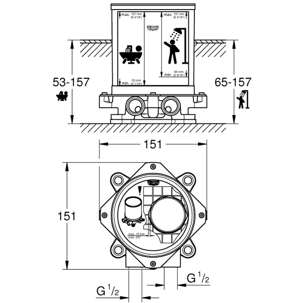 Set de instalare pentru baterii in pardoseala 45984001 GROHE  - Img 2