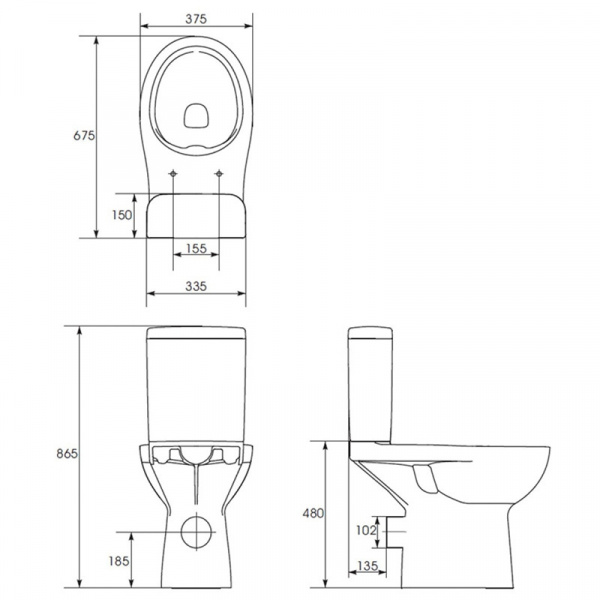 Vas WC cu rezervor pentru persoane cu dizabilități, 67,5 x 37,5 x 86,5 cm, alb, K11-0221 Etiuda, Cersanit - Img 2