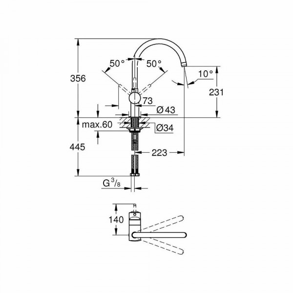 Baterie bucatarie monocomanda Minta negru mat 32917KS0 Grohe - Img 2