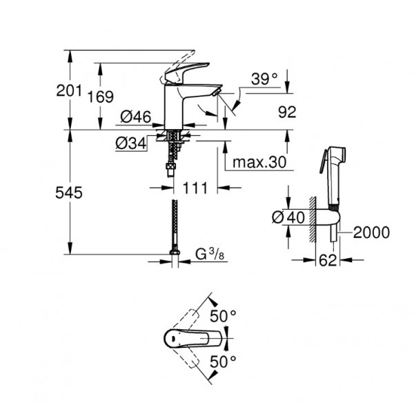 Baterie lavoar Eurosmart New Hygienica S-size 23124003 Grohe - Img 3
