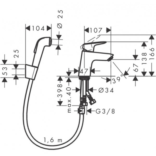 Baterie lavoar LOGIS cu dus igienic 71290000 Hansgrohe - Img 2