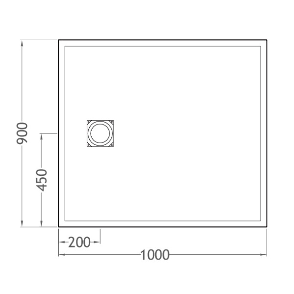 Cadita dus din compozit, dreptunghiulara, SMC STONE, neagra, 100 × 90 cm, Slim 2,6 cm – Anahita - Img 5