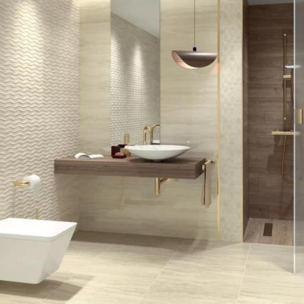 Faianta BEIGE SCIANA STRUKTURA POLYSK bej cu striatii, rectificata, baie bucatarie 25x75cm Paradyz - Img 2