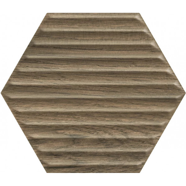 Faianta SERENE BROWN HEX tip hexagon, lemn, rectificata, baie bucatarie 17.1x19.8cm Tubadzin