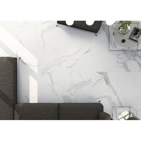 Gresie STATUARIO EVA MAT rectificata, portelanata, interior-exterior 60x60cm India - Img 2