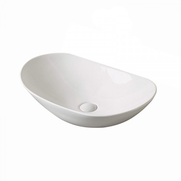 Lavoar baie pe blat MY LIFE, oval, alb din ceramica 60.5x36cm, Fluminia - Img 3